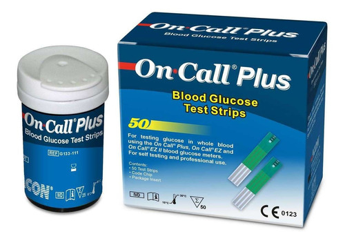 Tiras reactivas de glucosa On Call Plus, 50 unidades, color blanco
