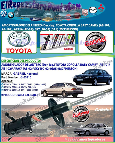 Amortiguador Delantero Corolla Baby Camry Araya Sapito