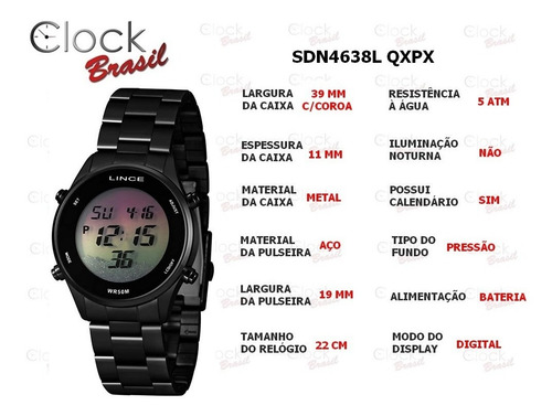 Imagem 5 de 7 de Relógio Lince Feminino Digital Sdn4638l Qxpx