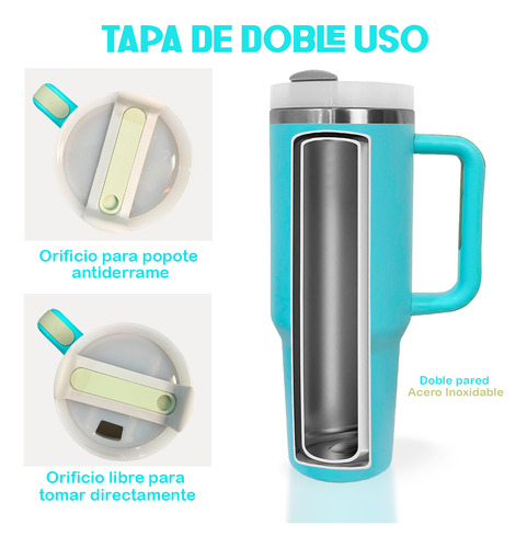 40 Oz Termo De Acero Con Asa Y Popote Waycup
