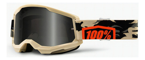 Goggles 100% Strata 2 Sand Kombat Motocross Downhill Color De La Lente Negro Color Del Armazón Beige