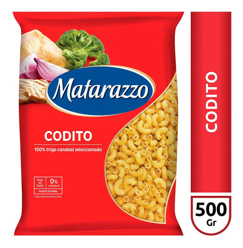 Fideos Coditos Rayados Matarazzo X 500 Gr