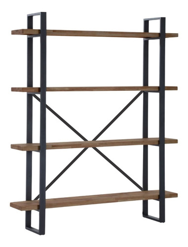 Imagen 2 de 9 de Estante Librero De Metal Y Madera 105x32x137,5cm 4 Niveles
