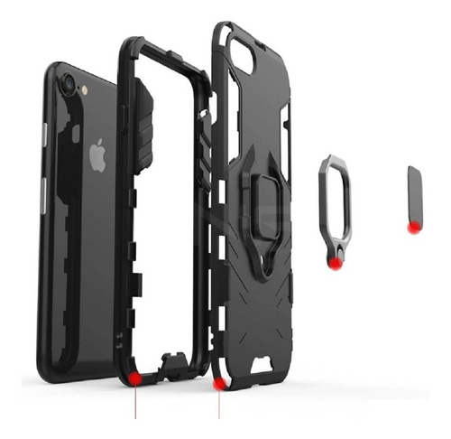 Funda Para iPhone Resistente Case Armor Lujo Imán Y Anillo