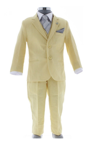 Traje De Vestir Lino Niño Color Amarillo 2914 1 A 14 Años