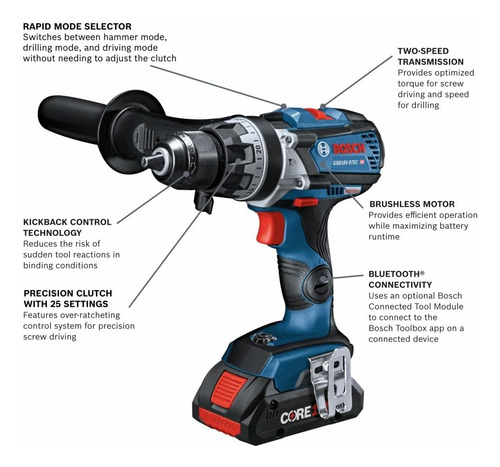 Bosch Gsb18v-975cb25 18v Brushless Connected-ready 1/2 In...