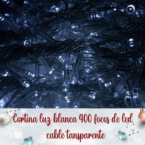 Imagen 5 de 7 de Cortina Serie Luces 400 Led Luz Blanca 3 X 1.5 Metros