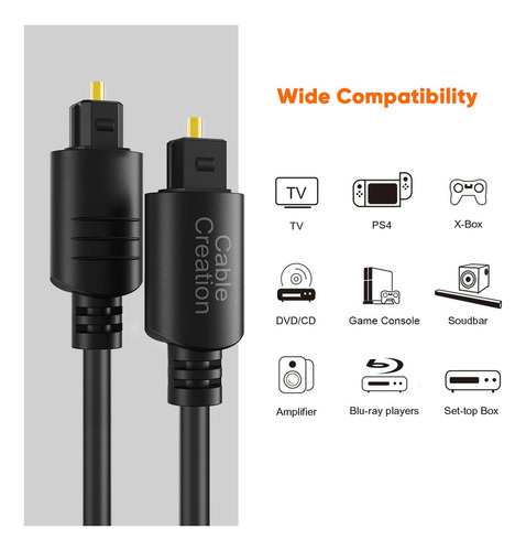 Cable Toslink De Fibra Óptica Digital Cablecreation De 50 Pi