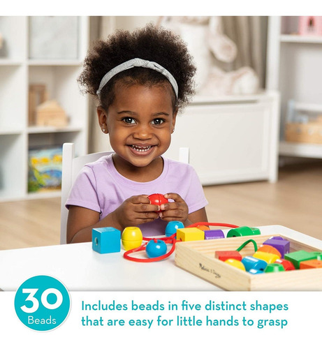 Conjunto De Cuentas Melissa & Doug, Con 30 Cuentas Y 2 Cordo
