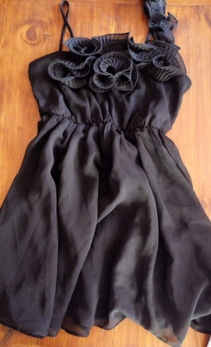 Vestido Fiesta Corto Talle M Negro Marca Cher