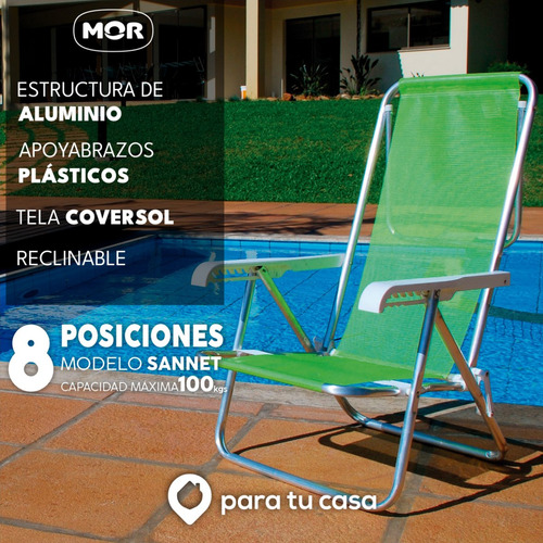 Reposera Sillon Playa Camping 8 Pos. Aluminio Sannet Mor