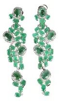 Comprar Aretes Esmeraldas Y Perlas, En Plata 925 Baño Oro 14k, Rodio