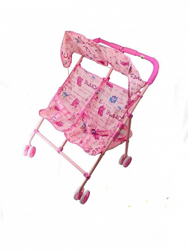 Cochecito Muñeca Doble Mellizos Bebe Coche Plegable 