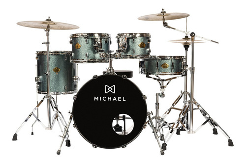 Bateria Acústica Michael Legacy Dml420 Sparkle Marine Blue