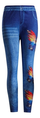 X Leggings De Mezclilla De Imitación Casuales De Talla