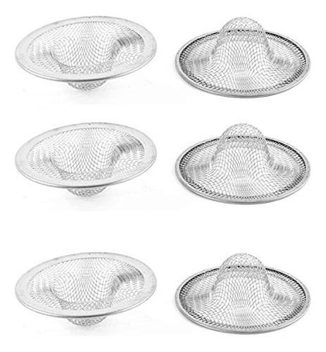 6 Pcs Stainless Steel Drainer Basin Filter Mesh Sink St...