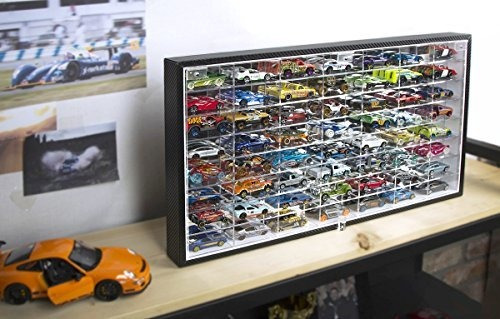 J Jackcube Design - Vitrina Fundida A Presión Jackcubedesign Hot Wheels A Escala 1 64, Estante De Almacenamiento, Soporte De Pared Para 56 Hot Wheels (negro, 24,61 X 13,78 X 2,05 Pulgadas) -mk184