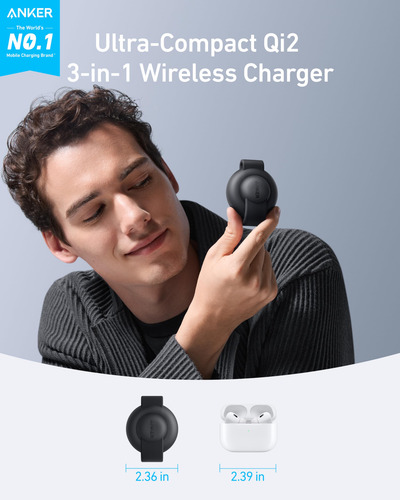 Cargador Anker Maggo Ufo 3 En 1 Inalámbrico De 15 W Para Iph