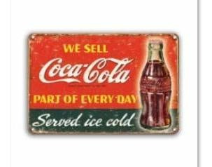 Señales - Meowprint Ice Cold Coca Cola Retro Vintage Bar Sig