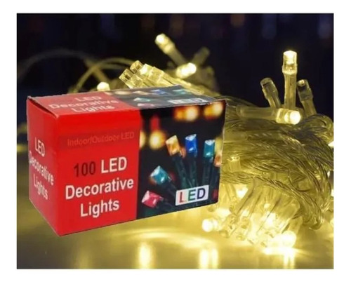  Luz De Navidad 100 Leds Calido Conexión 220v 9mts