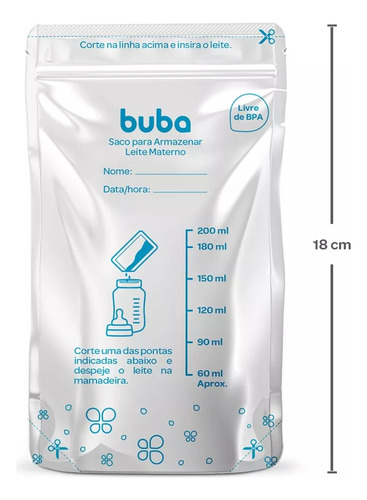 Saco Para Armazenar Congelar Leite Materno Buba 25 Un 250ml