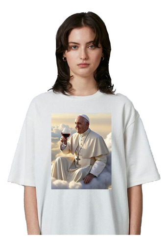 Remera Unisex Papa Francisco Vino Cielo Personalizada
