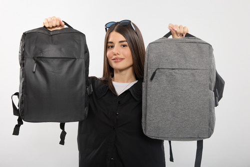 Mochila Unisex Moda Urbana Con Usb Economica Importada Gris Liso