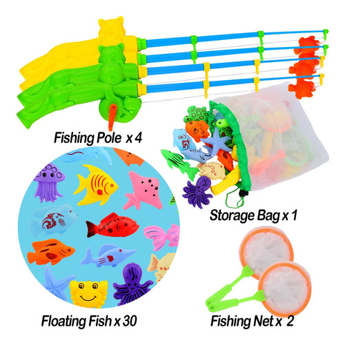 Juego Magnético De Pesca Para Piscina Y Bañera - Caña Flotan