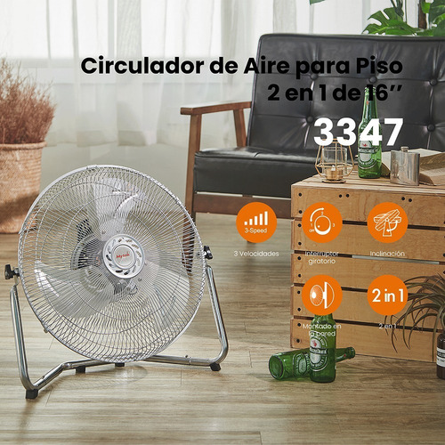 Ventilador De Mesa Y Pared Mytek 3347 Plateado 3 Aspas 16