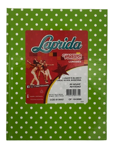 Cuaderno 16x21 Laprida Rayado Verde C. Lunares (50 Hojas)