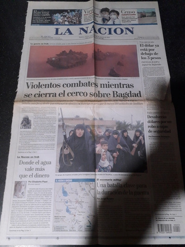 Tapa Diario La Nación 26 3 2003 Guerra Irak Bush Saddam Bagd