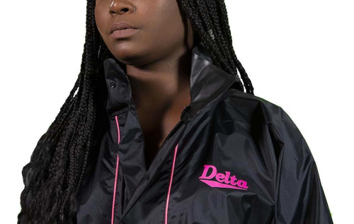 Imagem 6 de 6 de Capa De Chuva Feminina Nylon Delta New Star Preto Rosa Moto