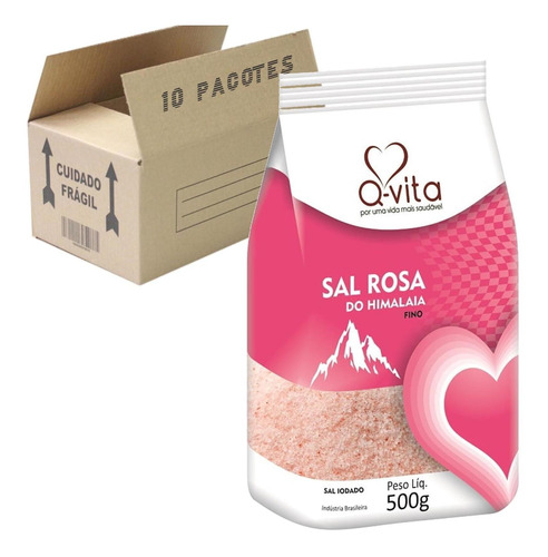 10x Sal Rosa Do Himalaia Fino Q-vita Pacote 500g