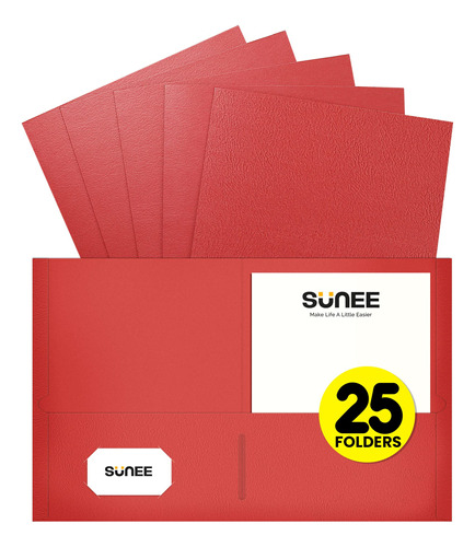 Carpeta Texturizada Tamaño Carta Con 2 Bolsillos Rojo 25 Pz