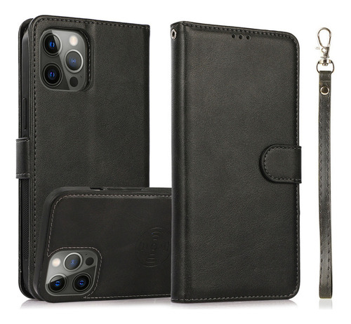 Funda Tipo Cartera De Piel Con Tapa Magnética 2 En 1 Para Ip
