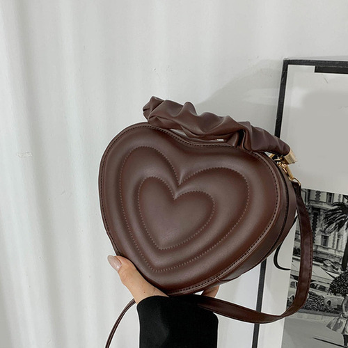 Bolso De Hombro En Forma De Corazón, Bolso De Moda En Color