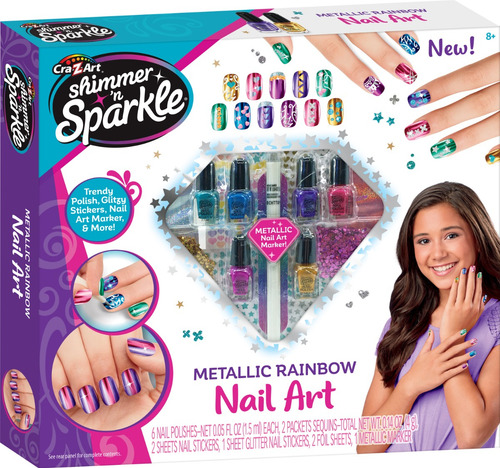 Set De Uñas Metallic Rainbow Art Shimmer & Sparkle 180895