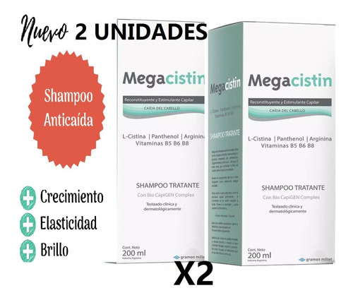 Shampoo Megacistin Fortificante Anti Caida X 2 Unidades