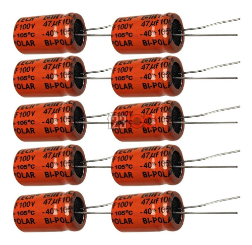 Kit 10 Capacitor Bipolar 47uf 100v Para Driver Com Corneta