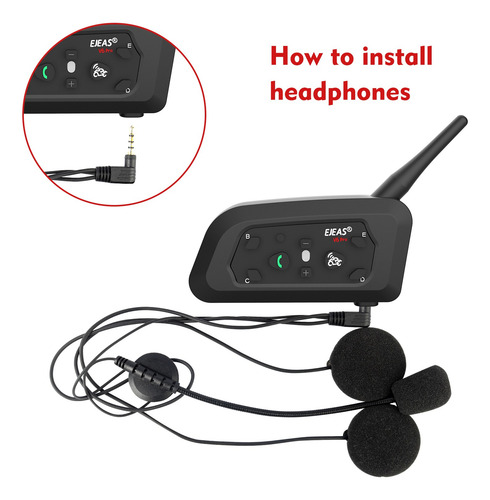 Intercomunicador Ejeas V6 Pro Bt Para Casco De Motocicleta