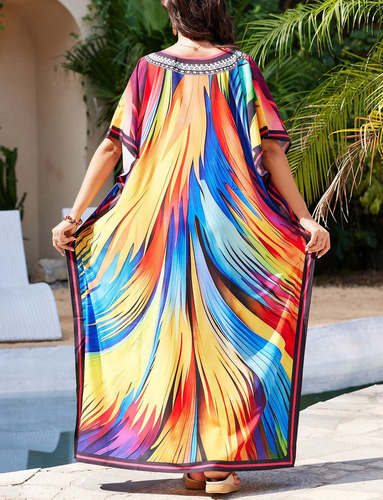 Cárdigan Tipo Kimono Largo De Gasa De Playa Para Mujer