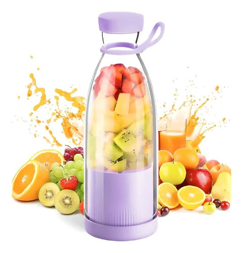 Mini Licuadora Para Batidos Y Batidos, Portátil, Recargable Color Lila