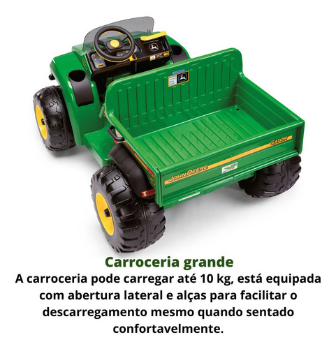 Trator Elétrico Peg Perego John Deere Gator Hpx 12v 2 Lugare