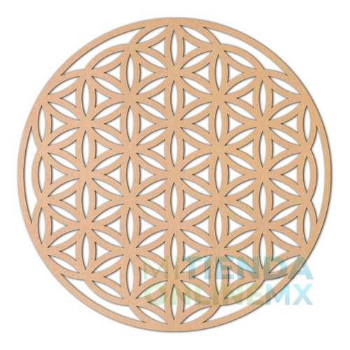 Imagen 3 de 4 de Cuadro Flor De La Vida Natural Mdf 6 Mm - 50 Cm