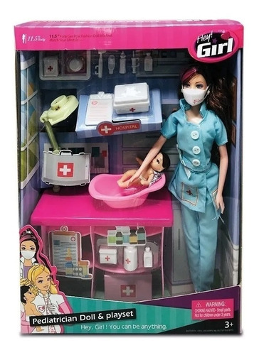 Muñeca Doctora Pediatra Playset Con Bebé Y Accesorios Paloma