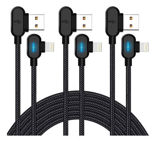 Cargador Para Para iPhone De 90 Grados Paquete De 3 Cables D