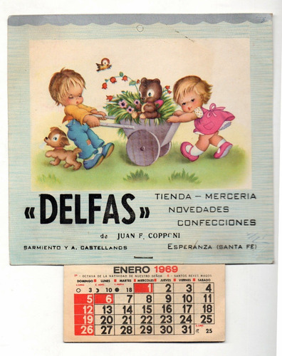 Antiguo Almanaque De Tienda Delfas - En Santa Fe -a Ño 1969