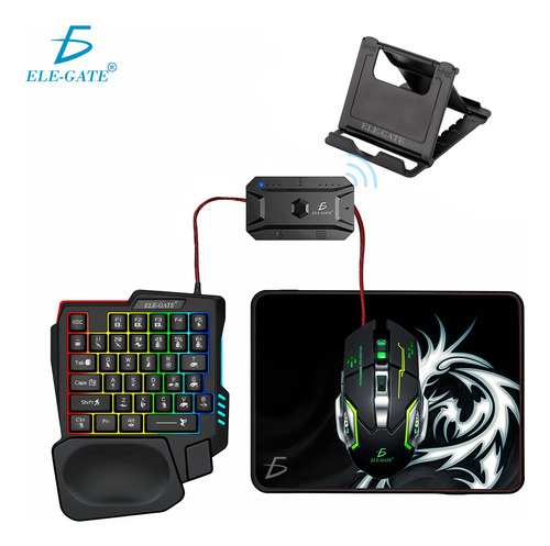 Kit Gamer 5 En 1 Bluetooth Para Celular Android Ele-gate Mouse Negro Teclado Negro Ele-Gate GM.GM2.P