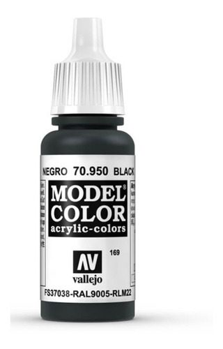 Imagen 1 de 5 de Vallejo Negro 70950 Pintura Model Color Acrilica Al Agua
