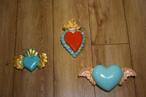 Imagen 4 de 9 de Corazón Mexicano De Yeso Adorno Pintado A Mano Regalo